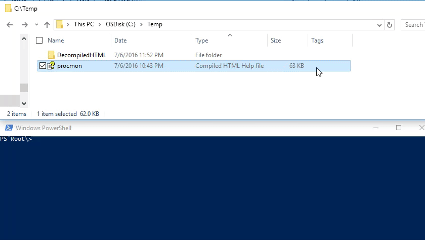 CHM files with PowerShell